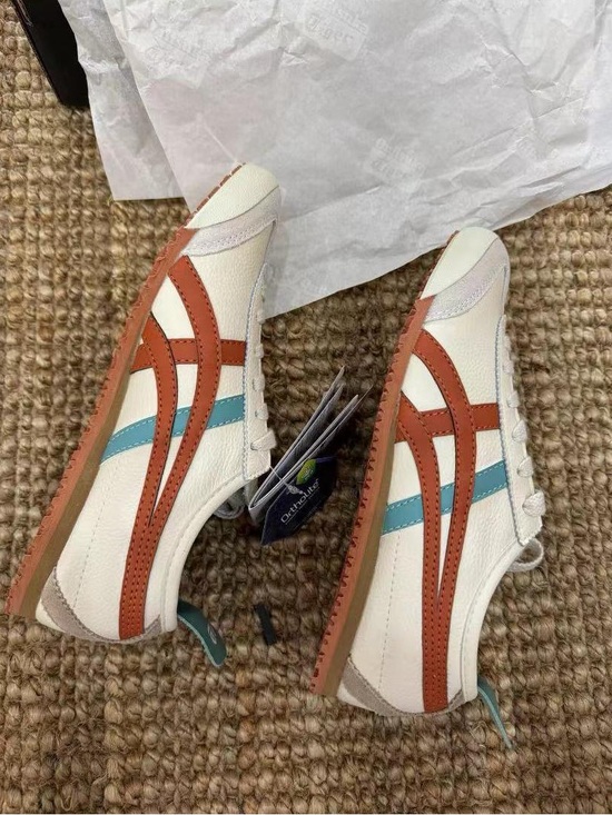Onitsuka Tiger by Asics Shoes - Classic Women's White Sneakers with Rust and Teal Details